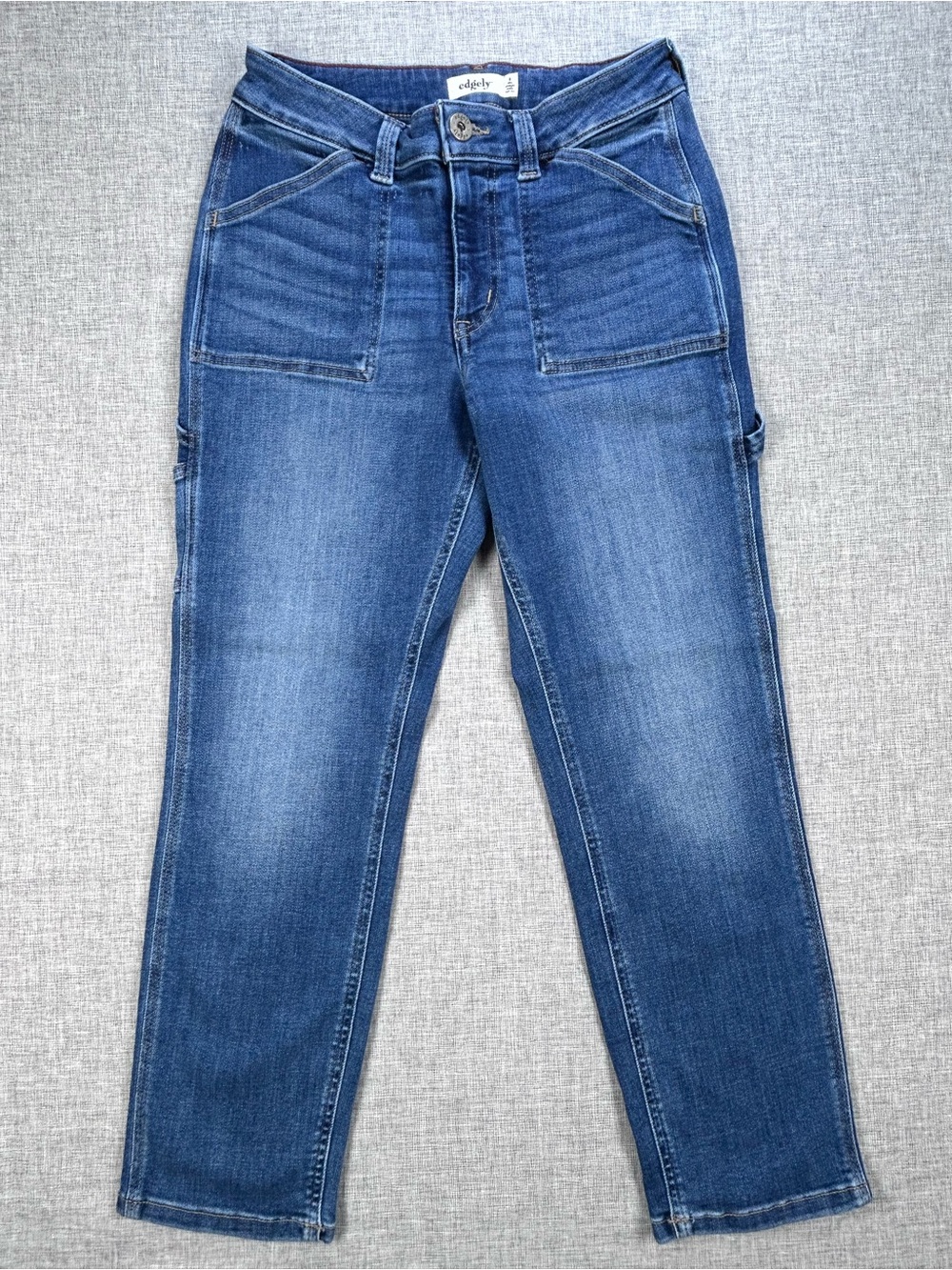 Edgely Women’s Size 8 Straight Leg Utility Carpenter Jeans Medium Wash
